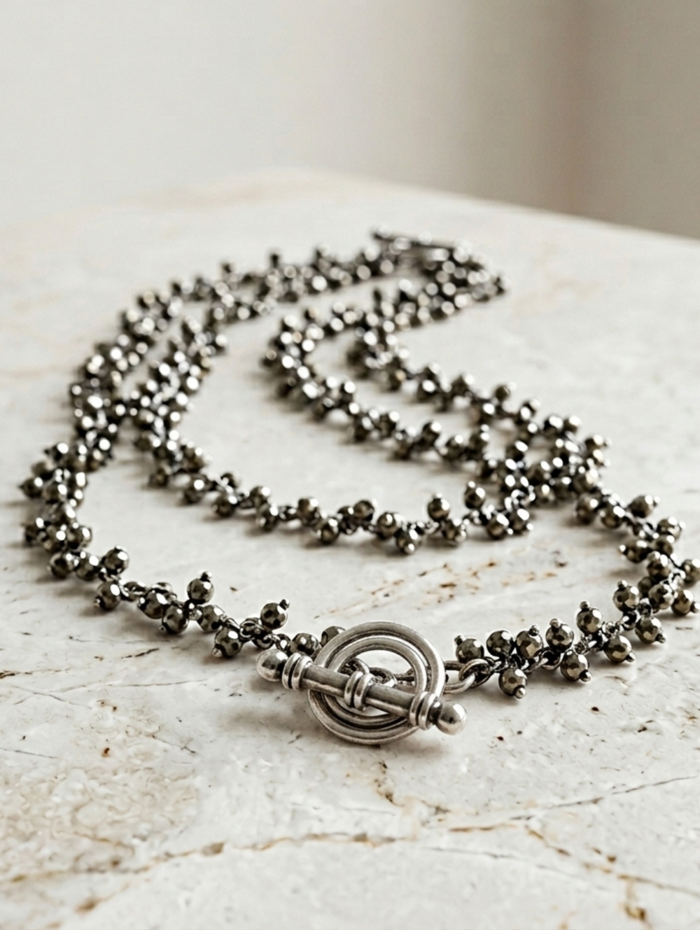 New 2 inch black/grey marcasite necklace. Like New.